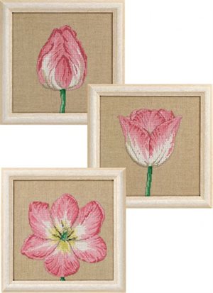 Broderi kit - lyserøde tulipaner i faser